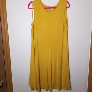 Sleeveless Mustard Swing Dress, 2X